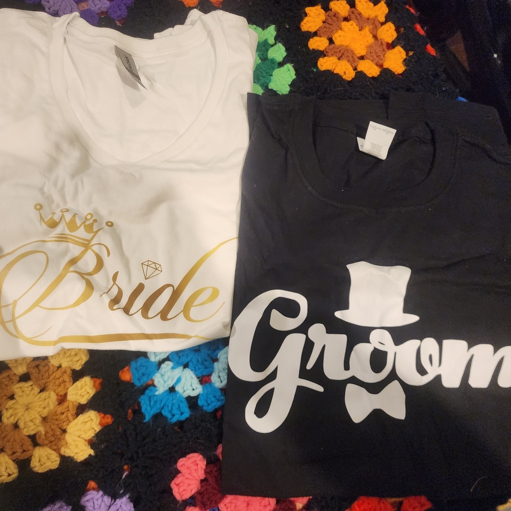 Elegant Bride and Groom Women's Tops - White and Black
